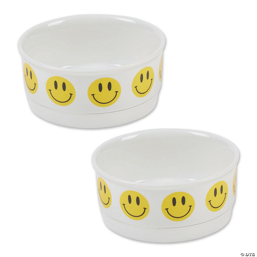 Pet Bowl Smiley Face, Small 4.25Dx2H (Set Of 2) Image