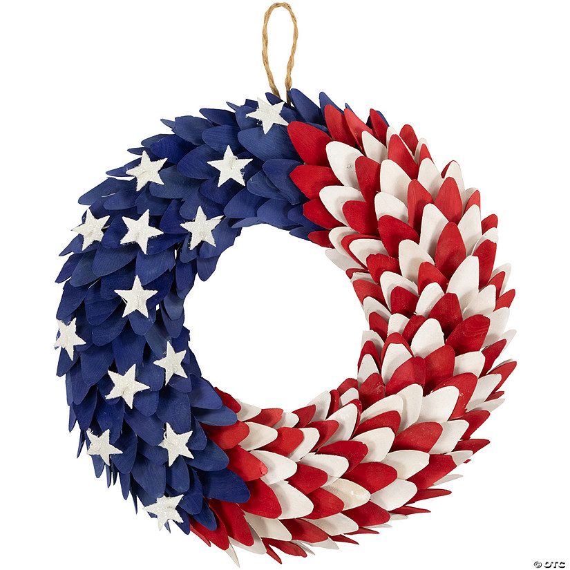 Petals and Stars Wooden Americana Wreath - 15" Image