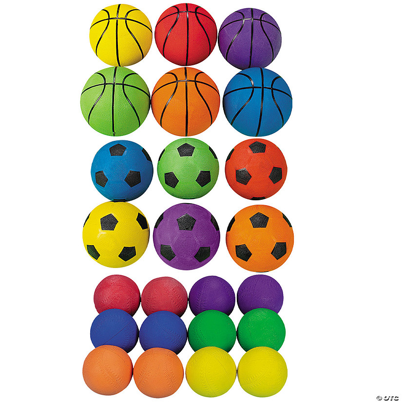 Physical Education Rainbow Sports Ball Kit - 24 Pc. Image