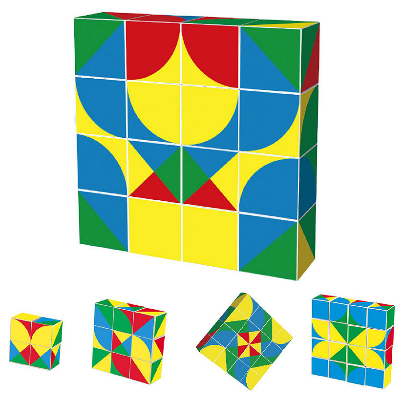 PicassoTiles 16 Piece Infinite Magnetic Puzzle Magic Pixy Cube Game Set PTC16 Image