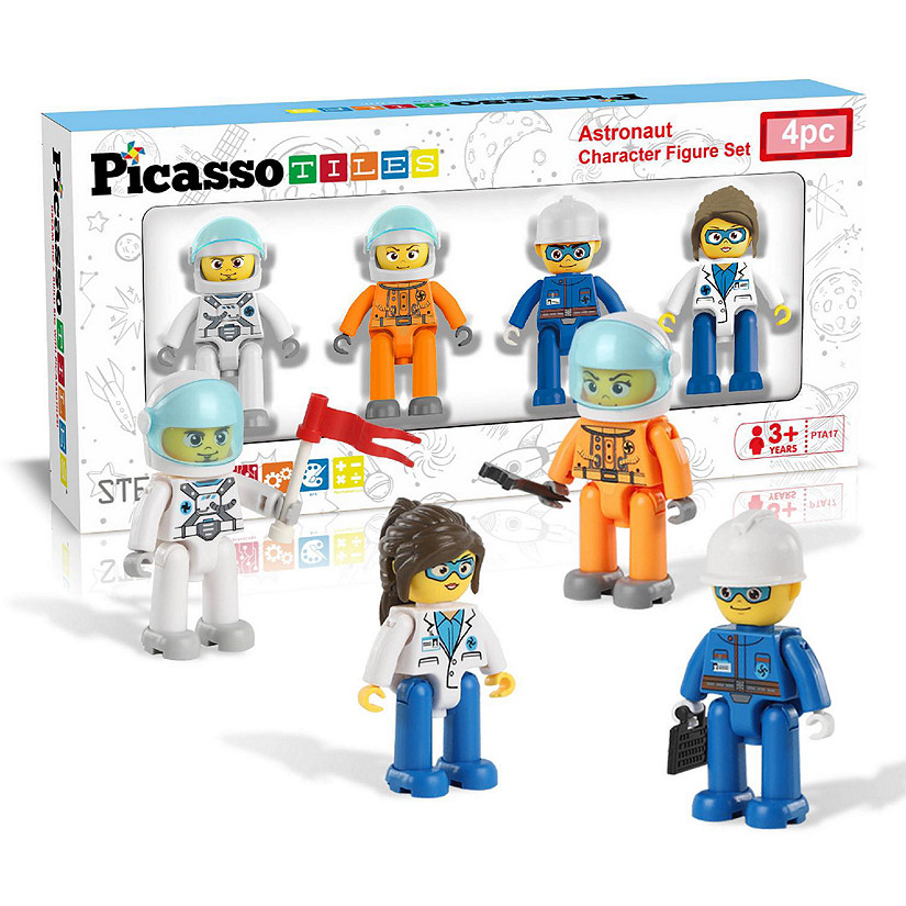 PicassoTiles 4 Piece Astronaut Character Figure Set Image