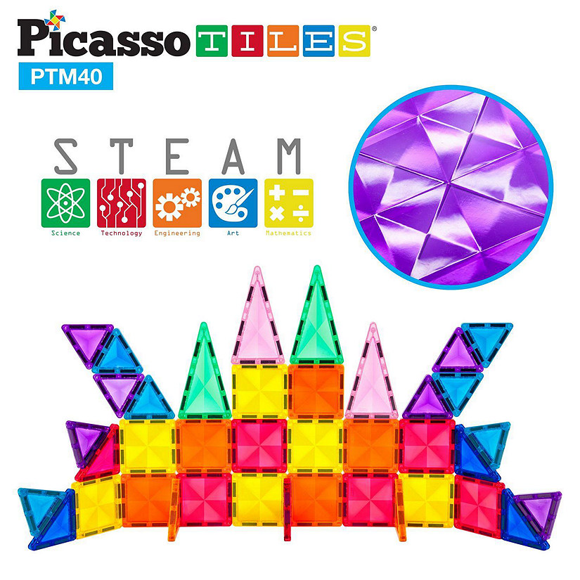 PicassoTiles - Mini Diamond 40pc Building Block Tiles PTM40 Image