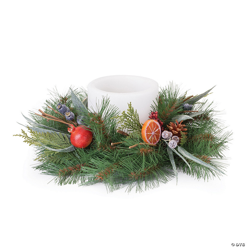 Pine With Fruit Candle Ring 18"D Pvc (Fits A 6" Candle) Image