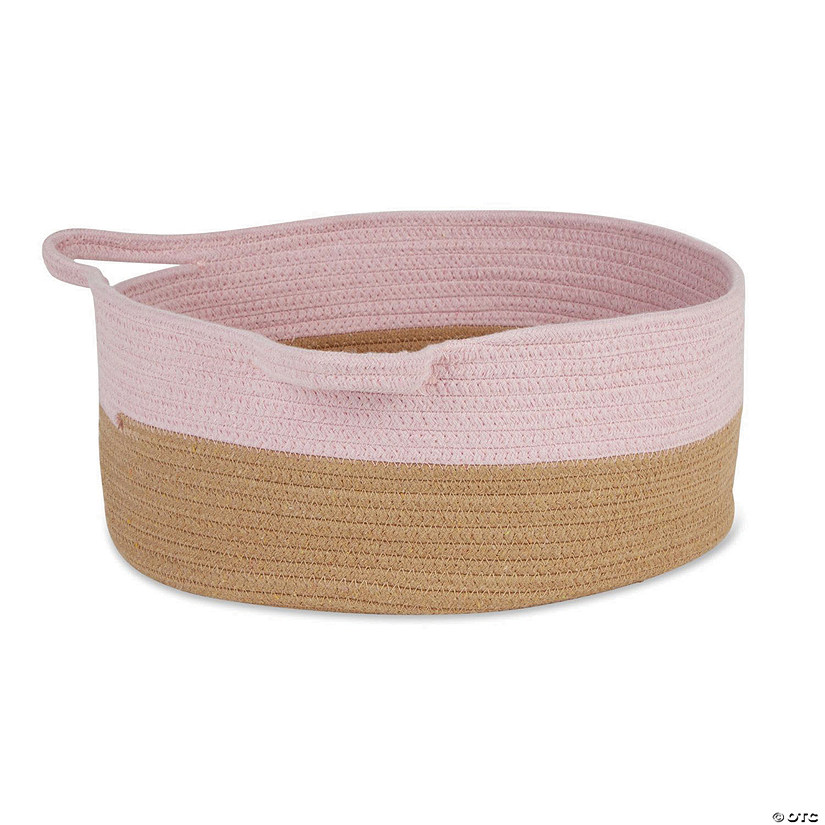 Pink And Beige Cotton Rope Cat Ears Pet Basket Image