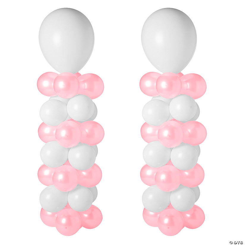 Pink & White Balloon Column Kit - 131 Pc. Image