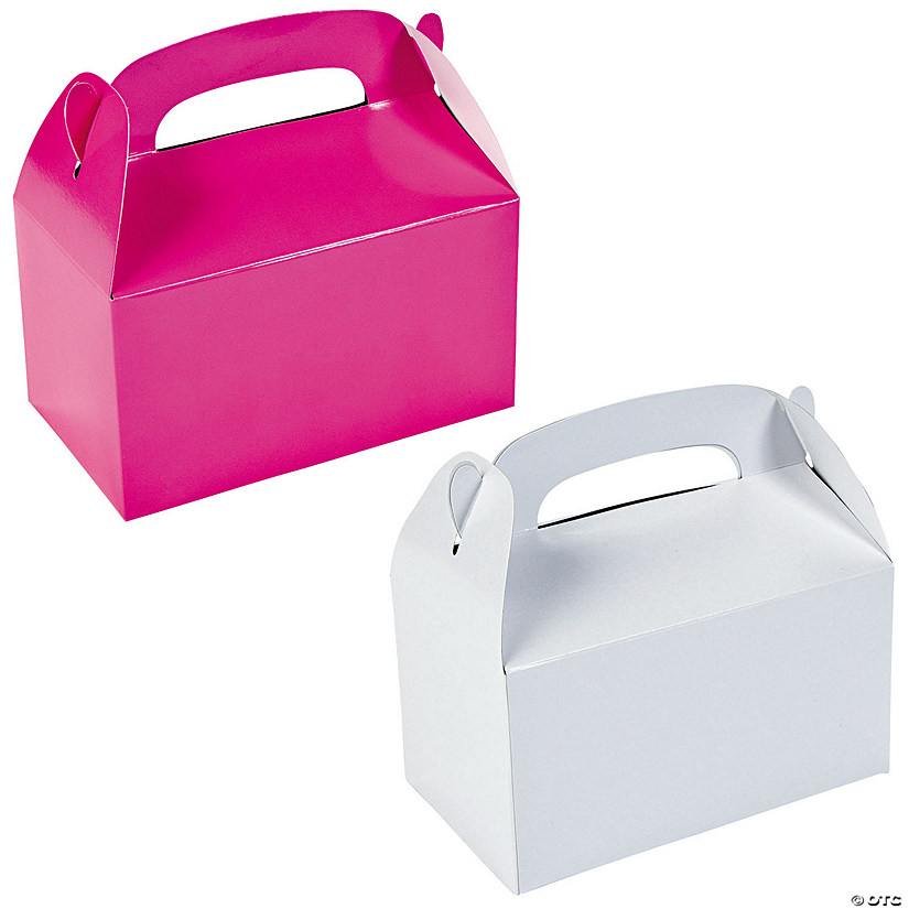 Pink & White Gable Box Favor Kit for 24 Image