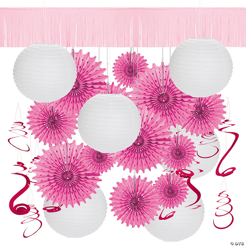 Pink & White Hanging Decorating Kit - 31 Pc. Image