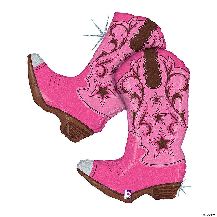 Pink Cowboy Boots 36" Mylar Balloon Image