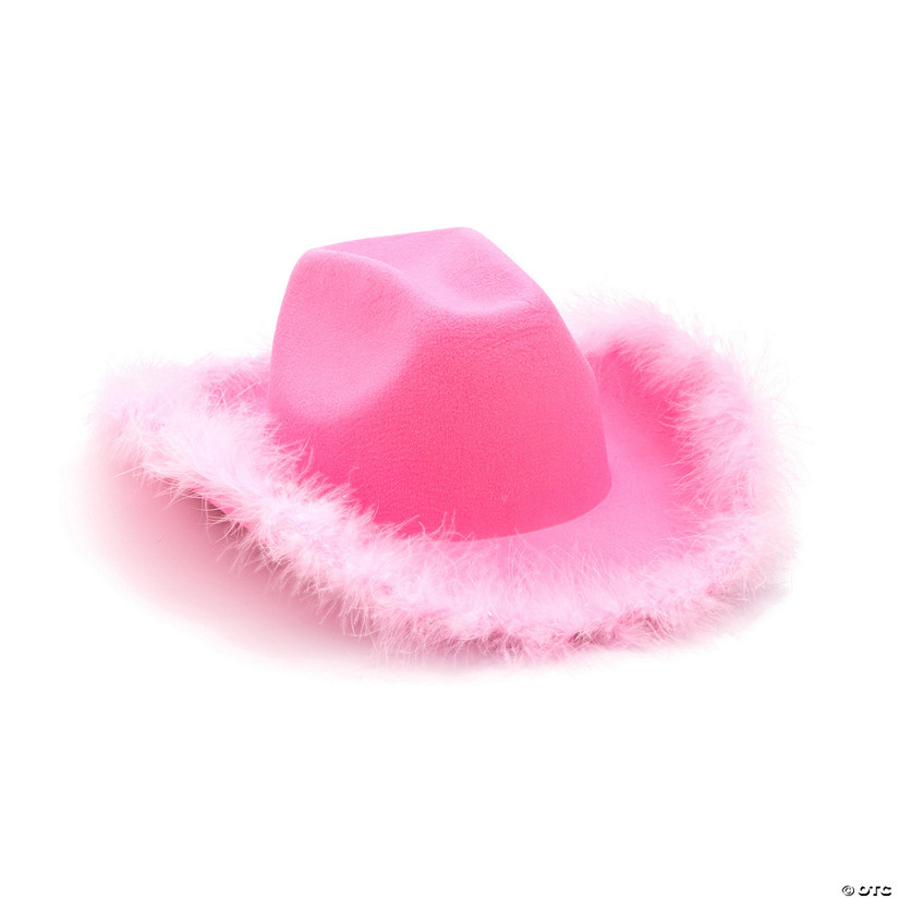 Pink Cowgirl Hats with Fuzzy Trim - 12 Pc. Image