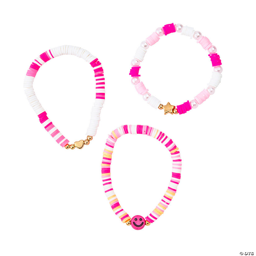 Pink Disc Bead Friendship Bracelets - 12 Pc. Image