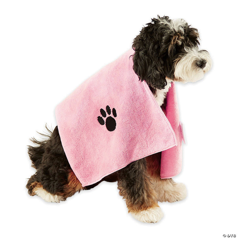 Pink Embroidered Paw Small Pet Towel (Set Of 3) Image