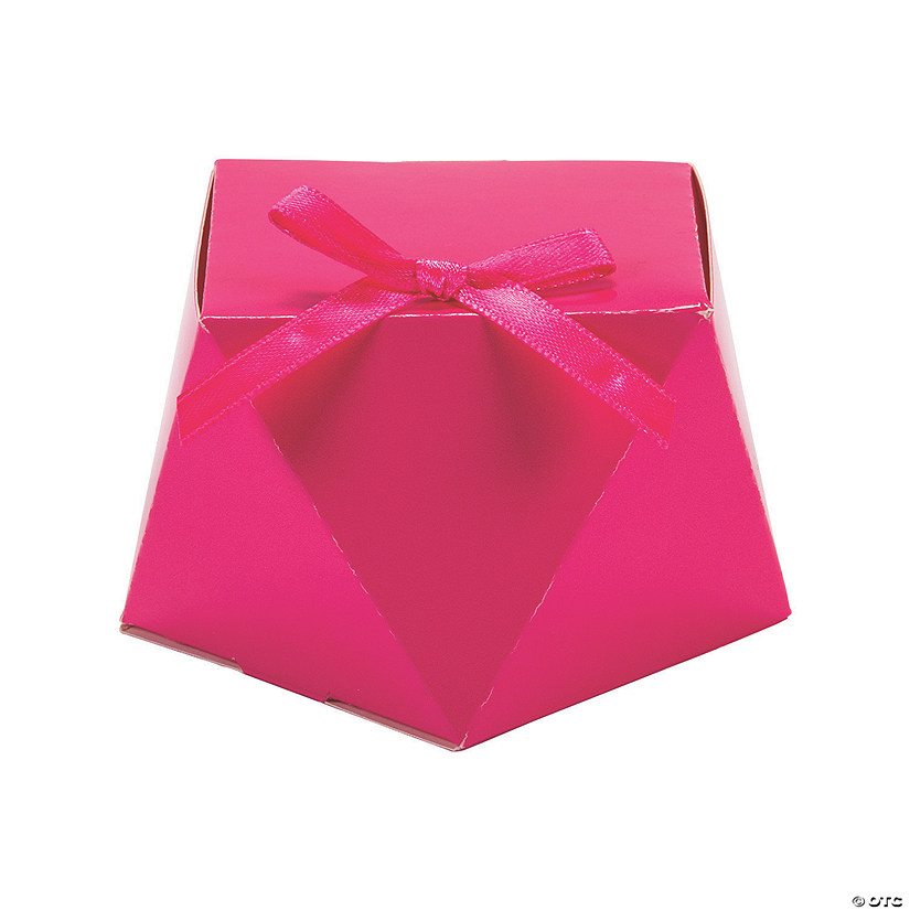 Pink Geometric Favor Boxes with Bow - 12 Pc. Image