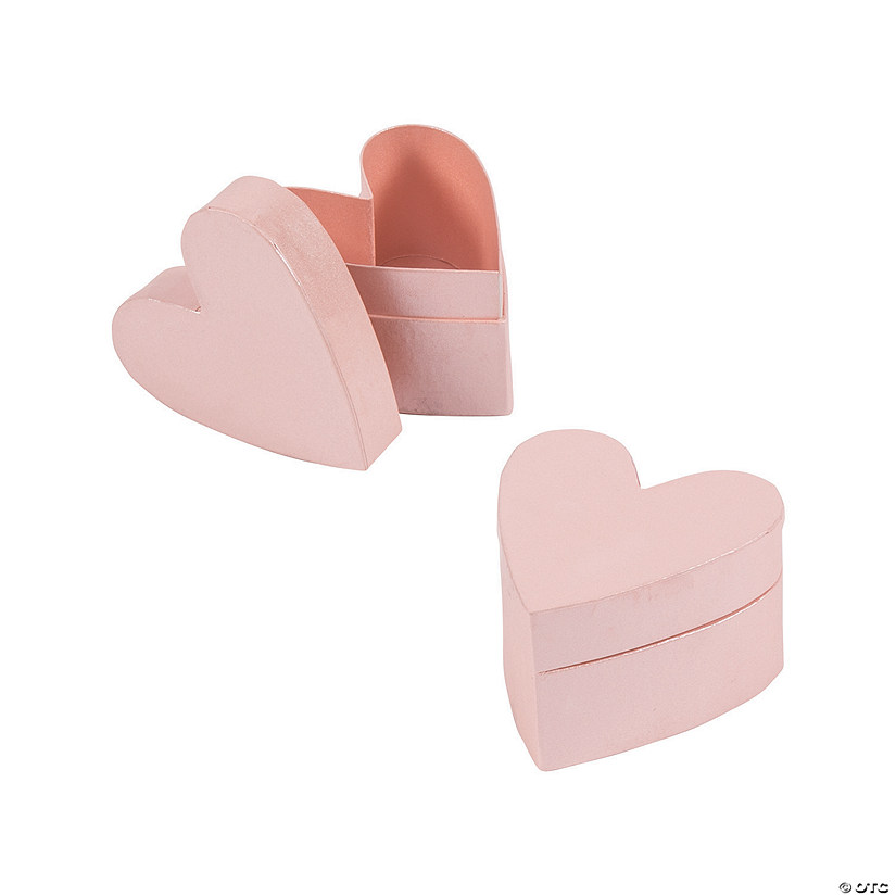 Pink Heart-Shaped Favor Boxes - 12 Pc. Image