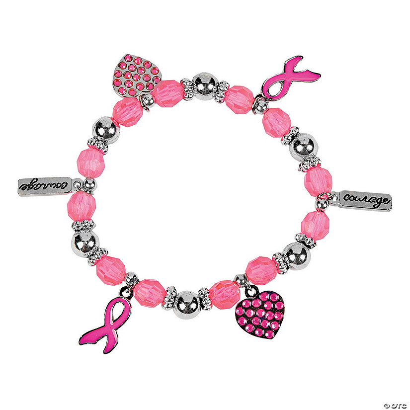 Pink Ribbon Charm Bracelets - 12 Pc. Image