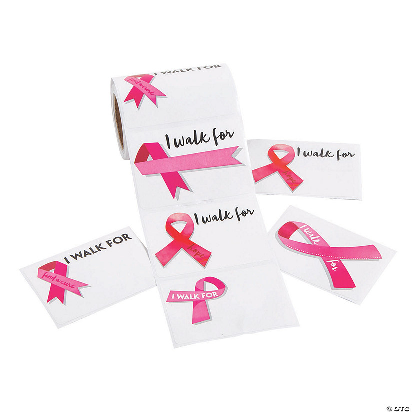Pink Ribbon I Walk For Sticker Roll - 100 Pc. Image