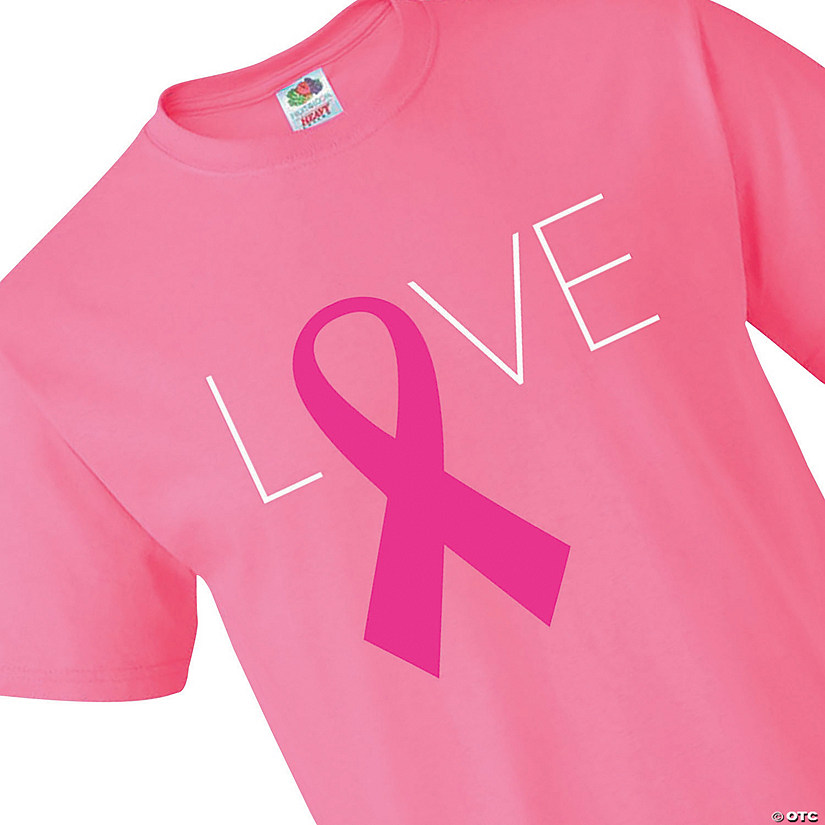 Pink Ribbon Love Adult's T-Shirt Image