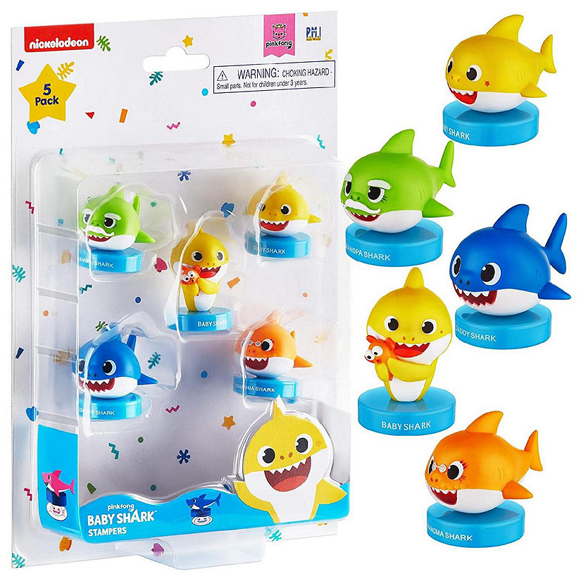 Pinkfong Baby Shark Stampers 5pk Grandparent Family Set Party Cake Toppers PMI International Image