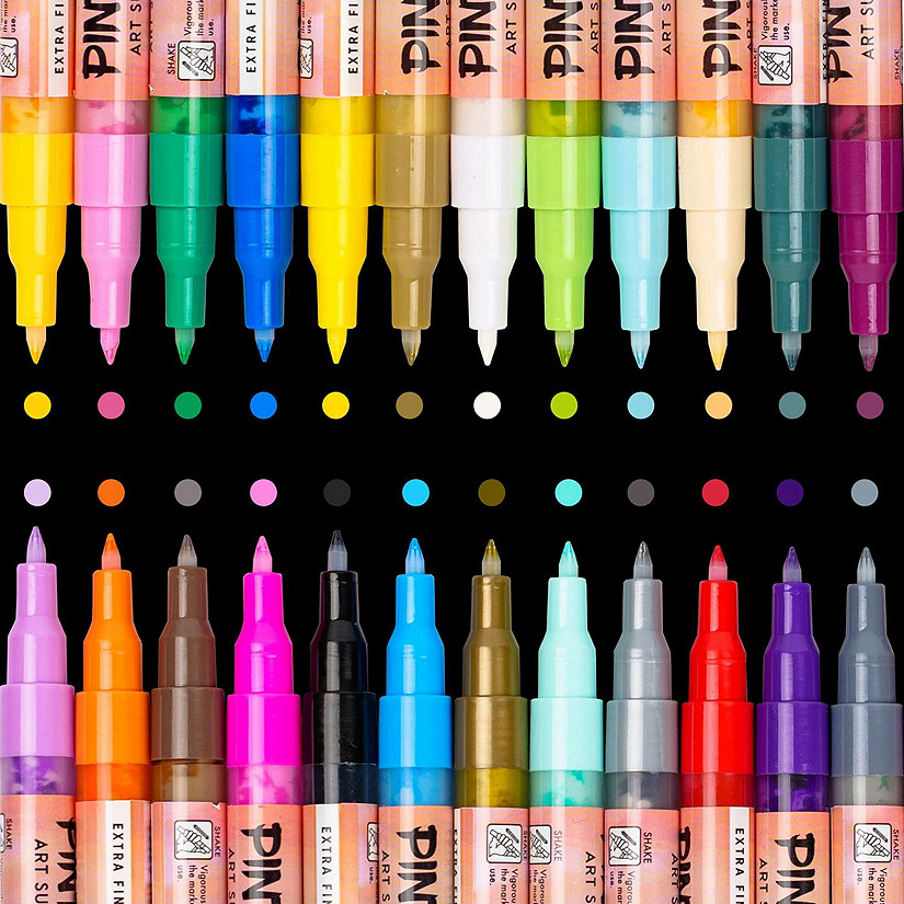 Pintar Acrylic Paint Markers - 24 Pack With 0.7 mm Tips Image