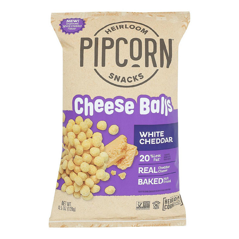 Pipcorn - Cheese Balls Whte Cheddar - Case of 12-4.5 OZ Image