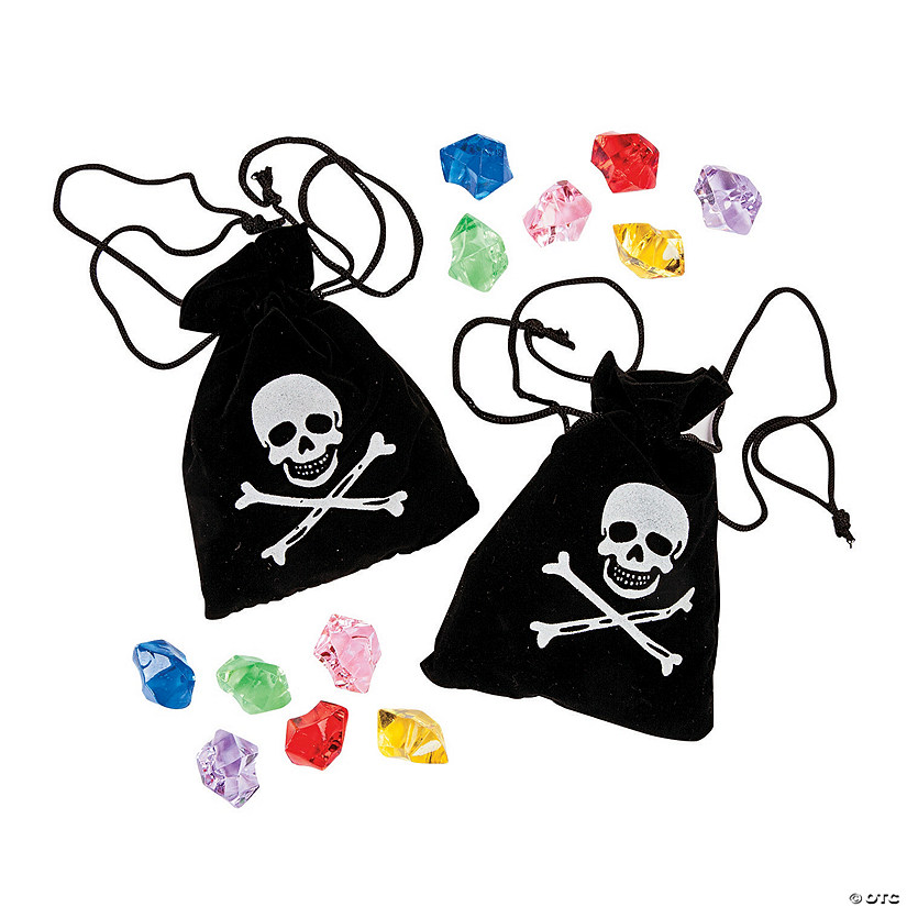 Pirate Drawstring Bags with Jewels - 12 Pc. Image