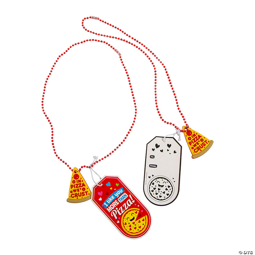 Pizza Bead Necklace Valentine Exchanges with Card for 24 Image