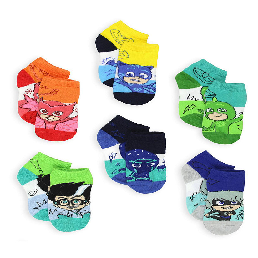 PJ Masks Boys Girls Toddler 6 Pack Quarter Socks (Shoe Size: 4-7 (Sock: 2-4), Blue/Multi) Image