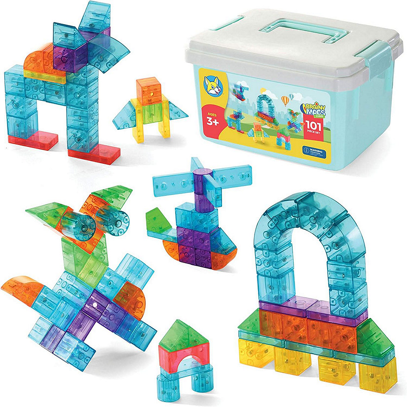 Play Brainy 101 Pieces Magnetic Cubes for Kids - 3D Building Blocks Set Image