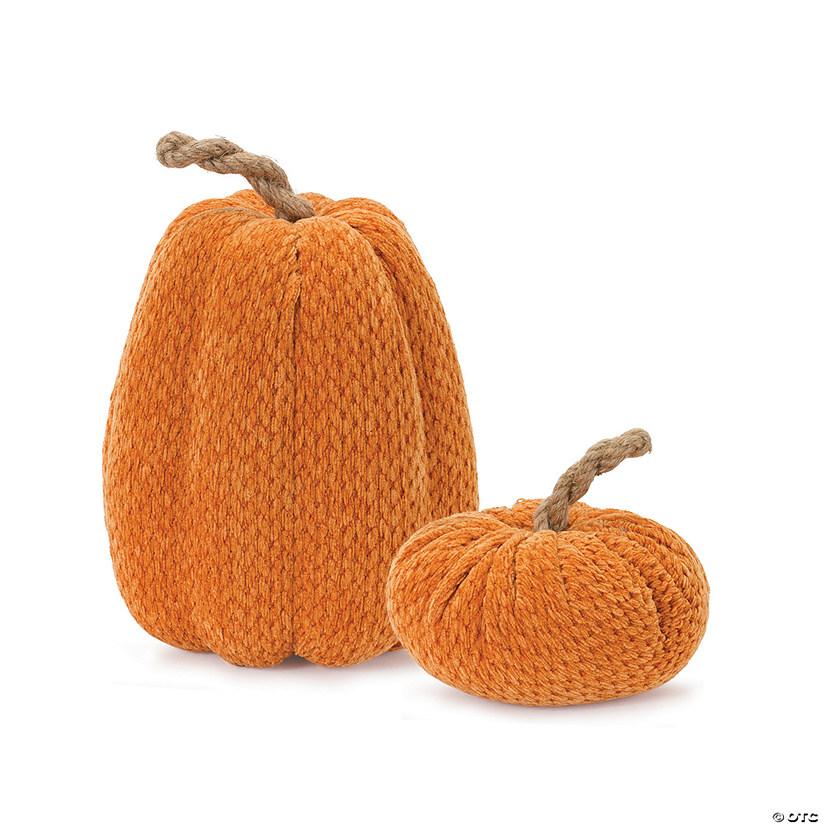 Plush Fabric Pumpkin (Set Of 2) 6"H, 10.5"H Image