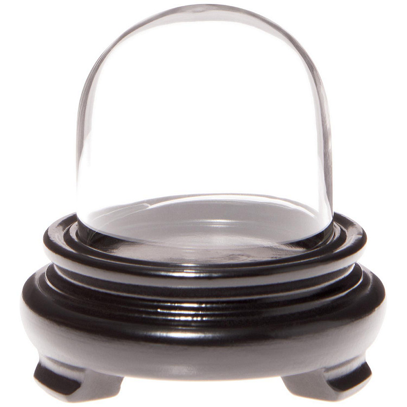 Plymor 1.875" x 1.875" Mini Glass Display Dome Cloche (Black Wood Veneer Footed Base) Image