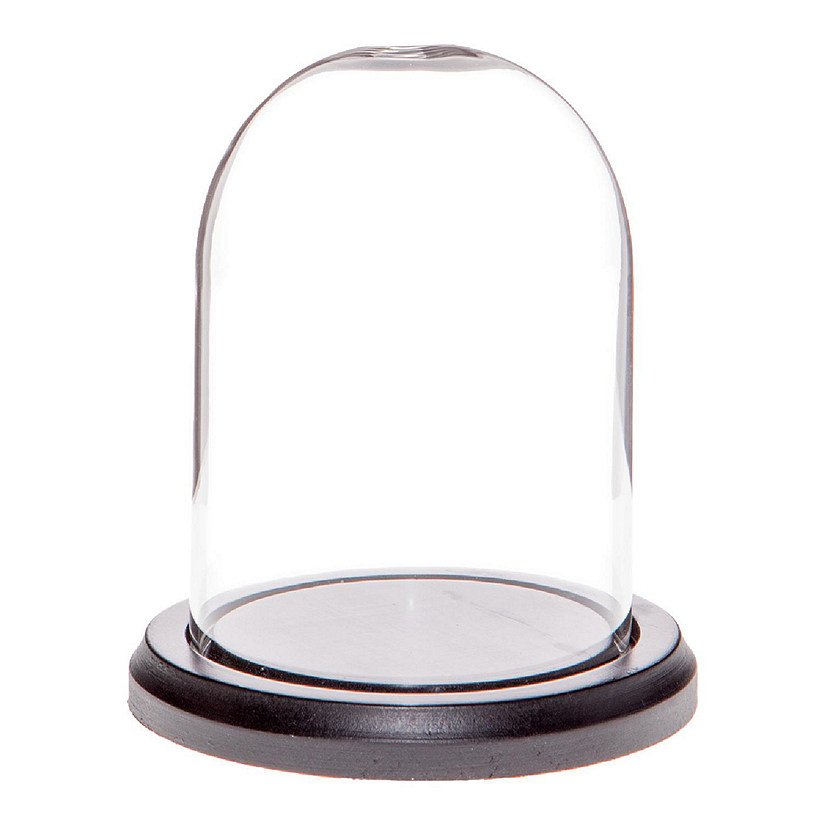 Plymor 3" x 4" Glass Display Dome Cloche (Black MDF Wood Base) Image