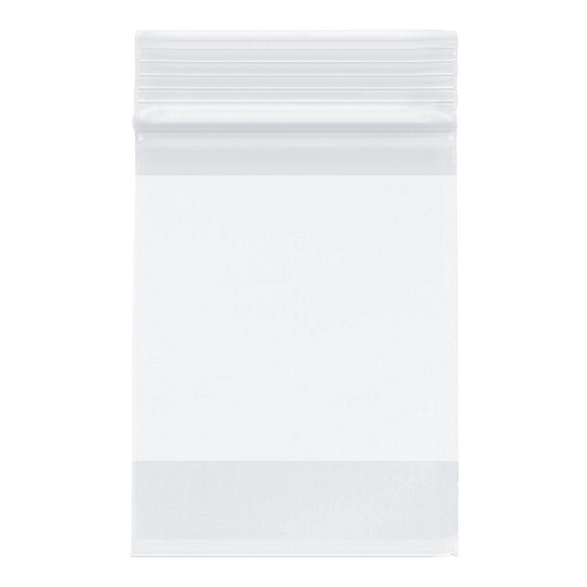 Plymor Heavy Duty Plastic Reclosable Zipper Bags With White Block, 4 Mil, 3" x 4" (Pack of 200) Image