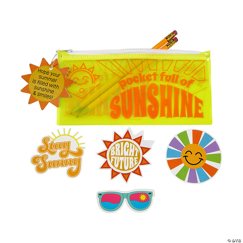 Pocket of Sunshine Pencil Cases with Stickers - 12 Pc. Image