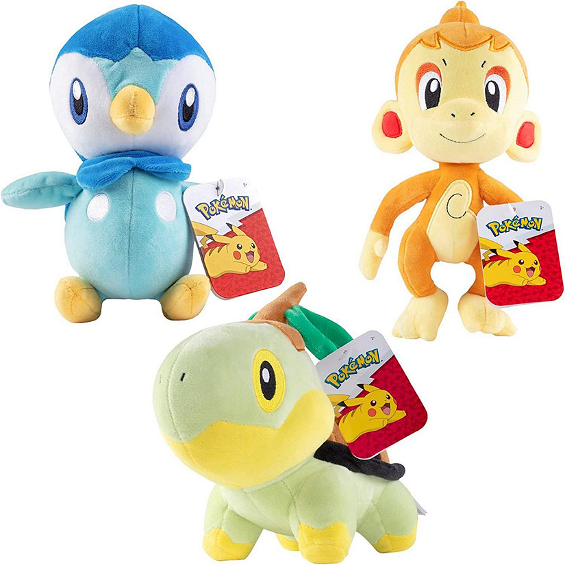 Pok&#195;&#169;mon 8" Plush, 3 Pack - Chimchar, Piplup, Turtwig - Stuffed Animal Toys - Gift for Kids 2+ Image