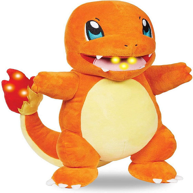 Pok&#195;&#169;mon Flame Action Charmander 10 Inch Interactive Plush with Lights & Sounds - Light Up Tail & Mouth with Multiple Sound Effects - Eco-Friendly Packaging - Ag Image