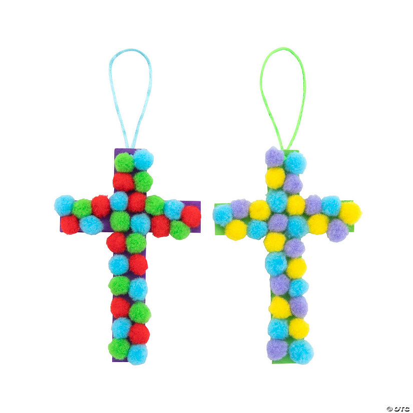 Pom-Pom Cross Ornament Craft Kit - Makes 12 Image