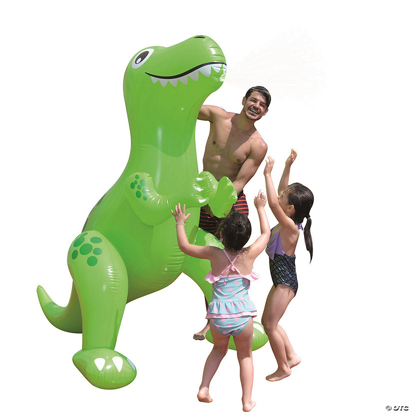 Pool Central 6.75' Inflatable Green Jumbo Dinosaur Water Sprayer Image