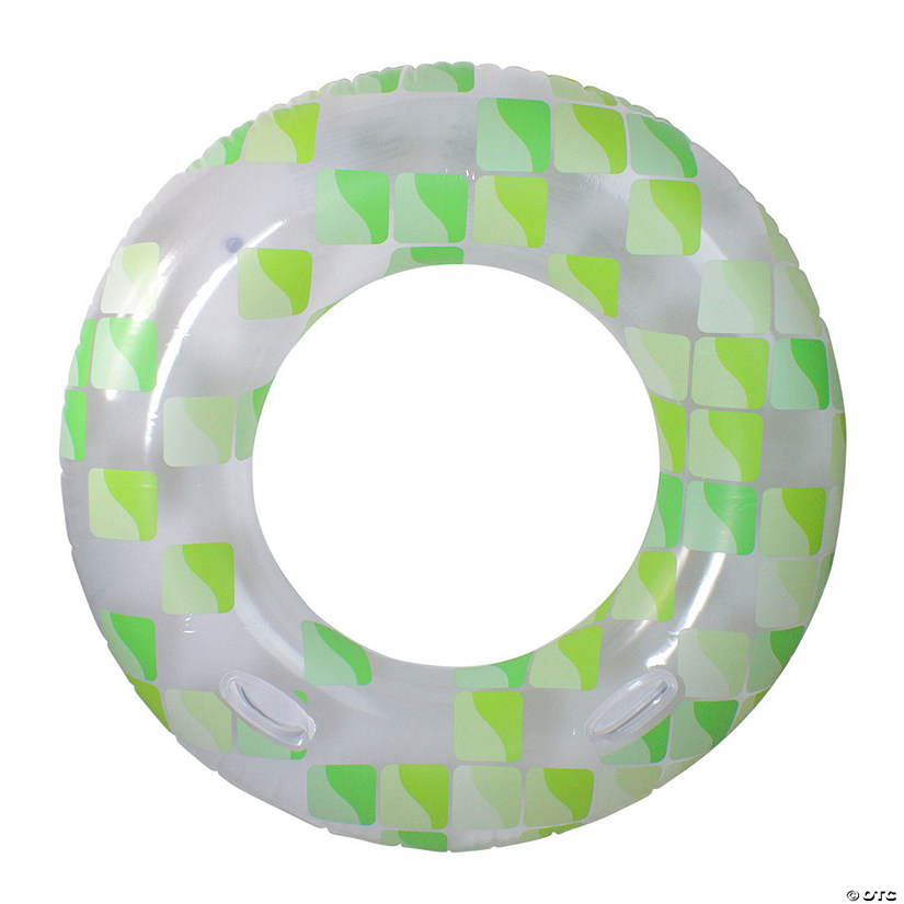 Pool Central Inflatable Green and Clear Geometric Swimming Pool Inner Tube Ring 47-Inch Image