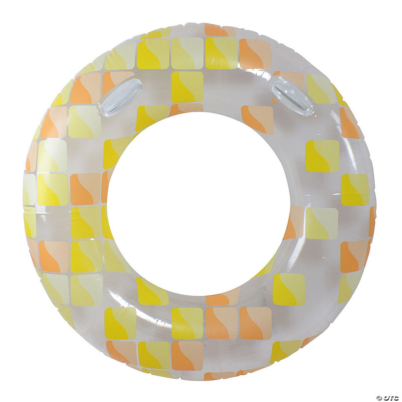 Pool Central Inflatable Yellow and Orange Mosaic Swimming Pool Ring Float 47-Inch Image