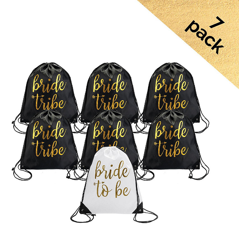 Pop Fizz Designs Bachelorette Bag Set- Bride and Bride Tribe Drawstring bags Image