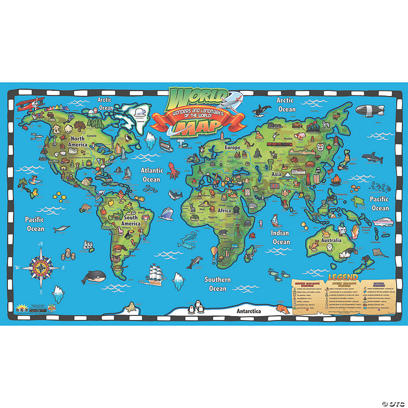 Popar Kid's World Map Interactive Wall Chart Image