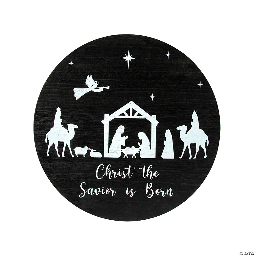 Positively Simple Round Nativity Door Sign Image