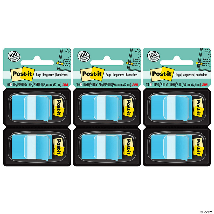 Post-it Flags - Blue, 50/Dispenser, 2 Dispenser/Pack, 3 Packs Image