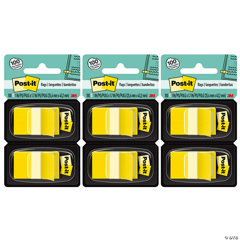 Post-it Flags - Yellow, 50/Dispenser, 2 Dispenser/Pack, 3 Packs Image