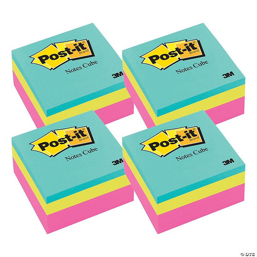 Post-it Notes Cube, Ultra Colors, 3" x 3", Pack of 4 Image
