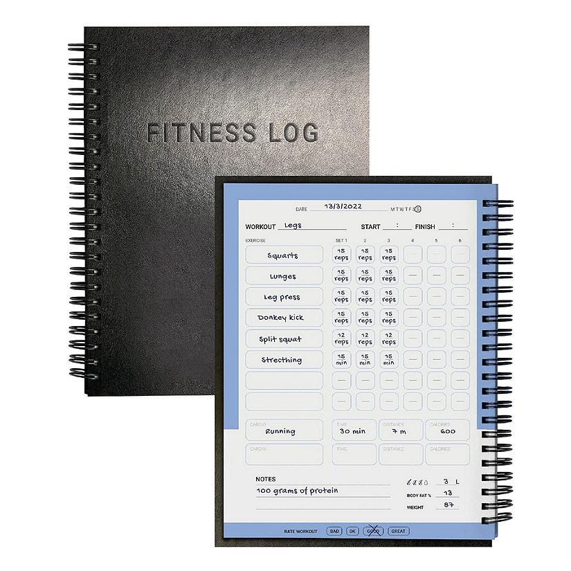 Postermate FitMate Fitness Journal, 160-page Spiral Workout Log Book 8 x 6" Image