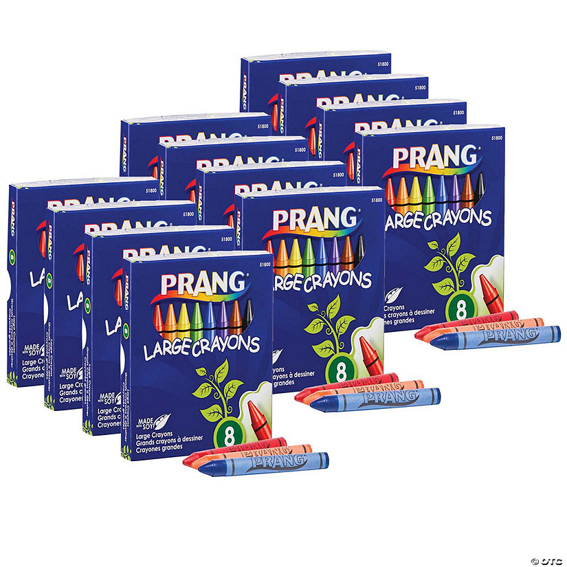 Prang Crayons, Large, Lift Lid Box, 8 Colors Per Box, 12 Boxes Image
