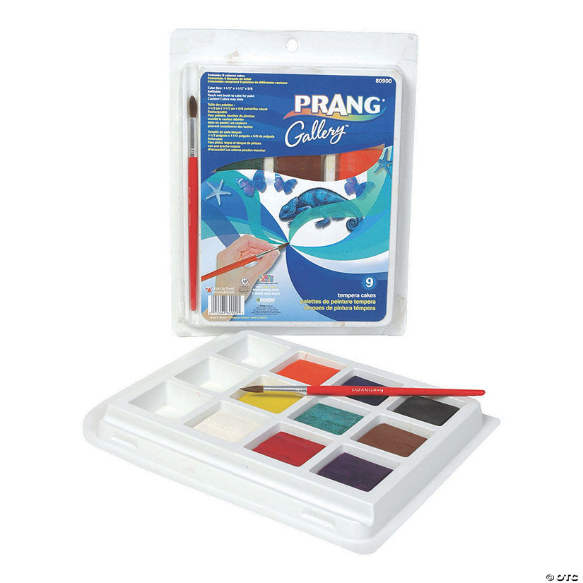 Prang&#174; Gallery&#8482; Tempera Cake Set, 9 Colors with Brush Image
