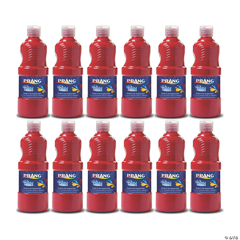 Prang&#174; Washable Ready-to-Use Tempera Paint, 16 oz, Red, Pack of 12 Image