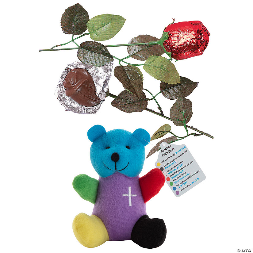 Prayer Bear & Chocolate Rose Gift Kit for 12 &#8211; 24 Pc. Image