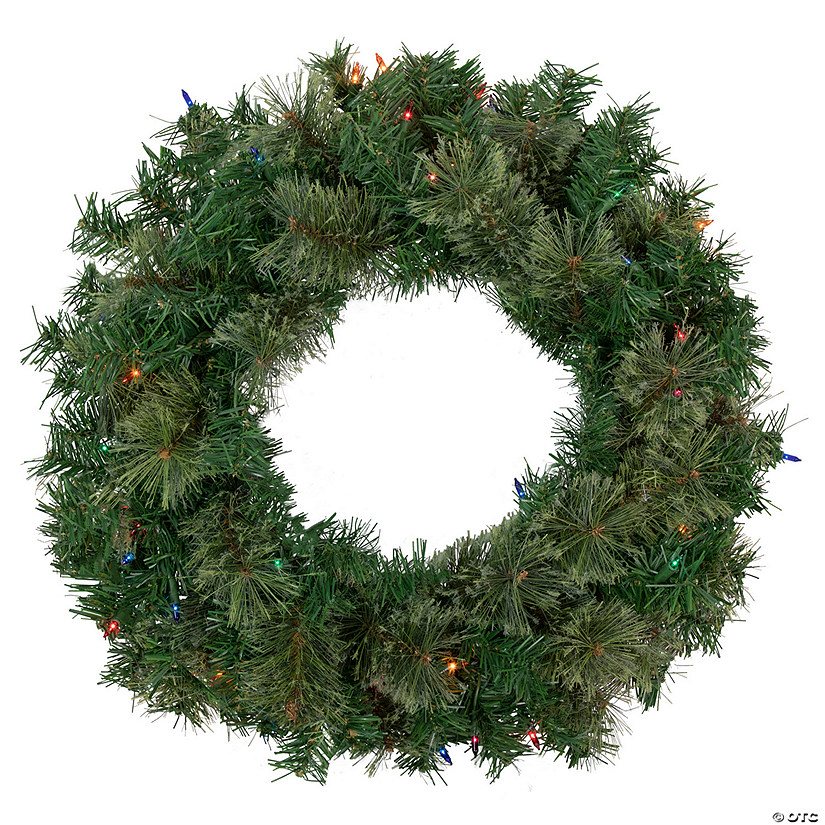 Pre-Lit Oregon Cashmere Pine Artificial Christmas Wreath  24-Inch  Multi Lights Image